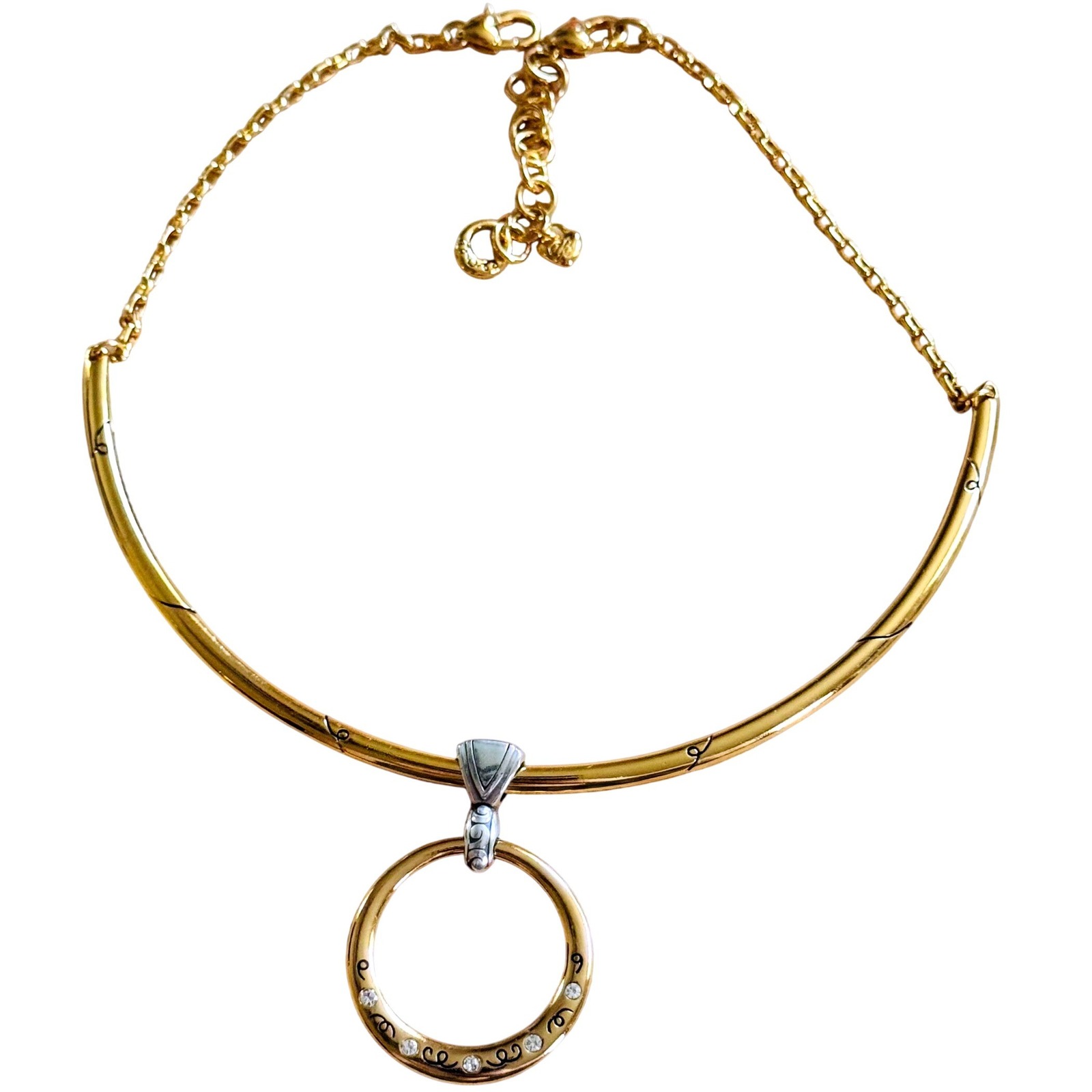 Brighton Covet Gold Necklace Scoop Collar Crystal Jeweled Two Tone Reversible 47$